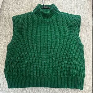 Eloquii Green Sweater Tank with Padded shoulders